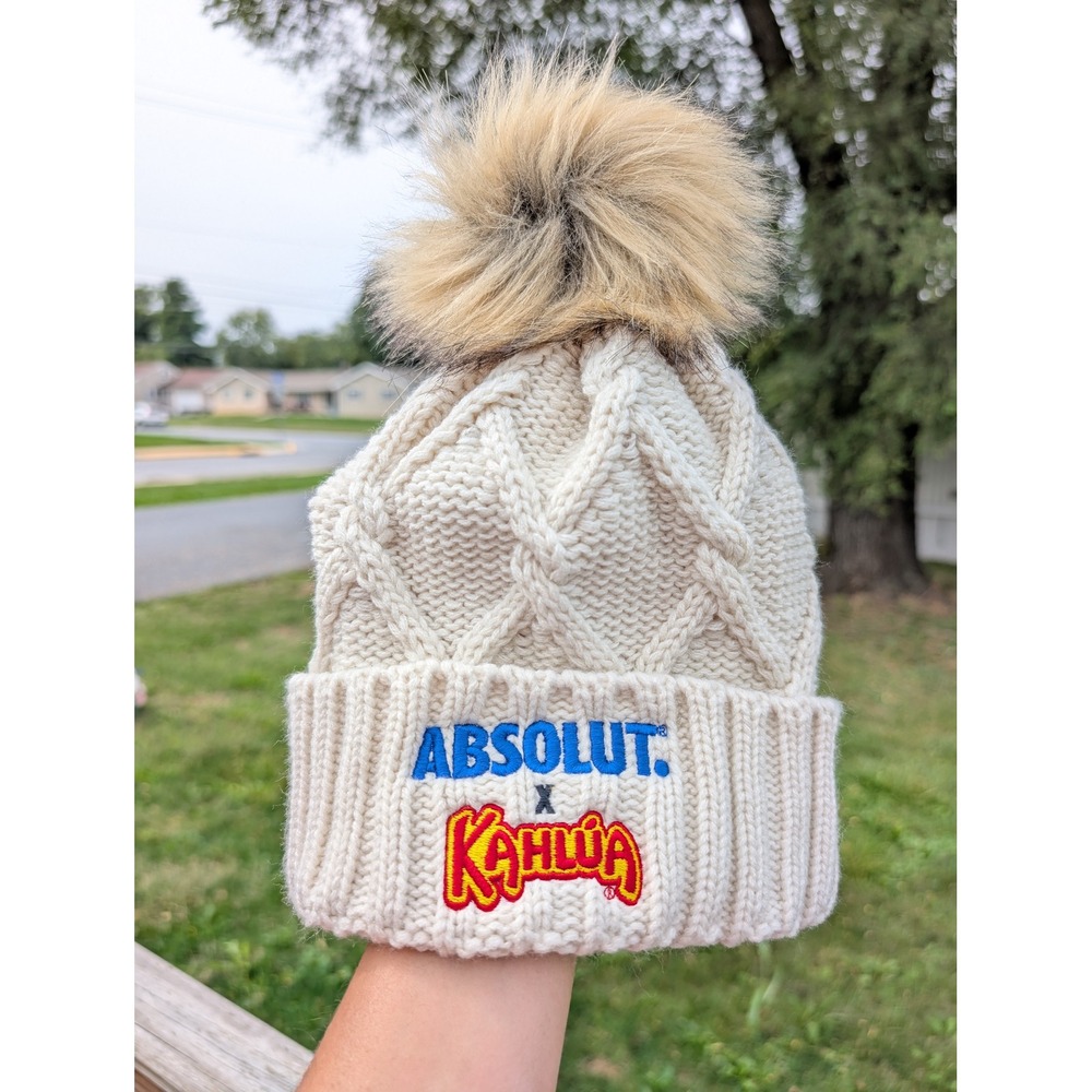 NWOT Absolut x Kahlua New Era‎ Cream Knit Beanie Hat with Pom
